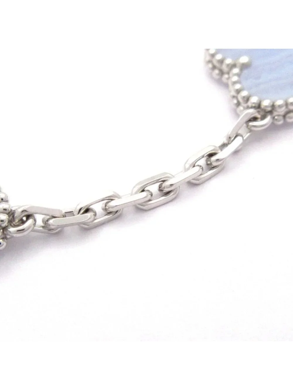 Van Cleef & Arpels Bracelet Vintage Alhambra 18k White Gold Light Blue Motif